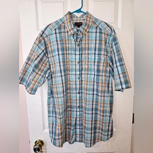 Wolverine Blue and Orange Casual Button Down Shirt
